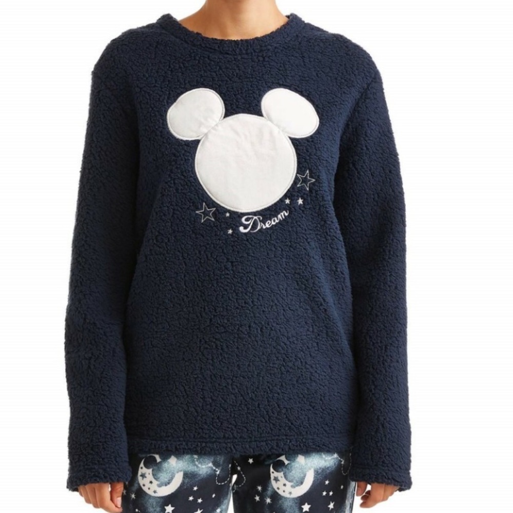 Disney Dream Mickey Navy & Silver Fleece Top Size Large (12-14)